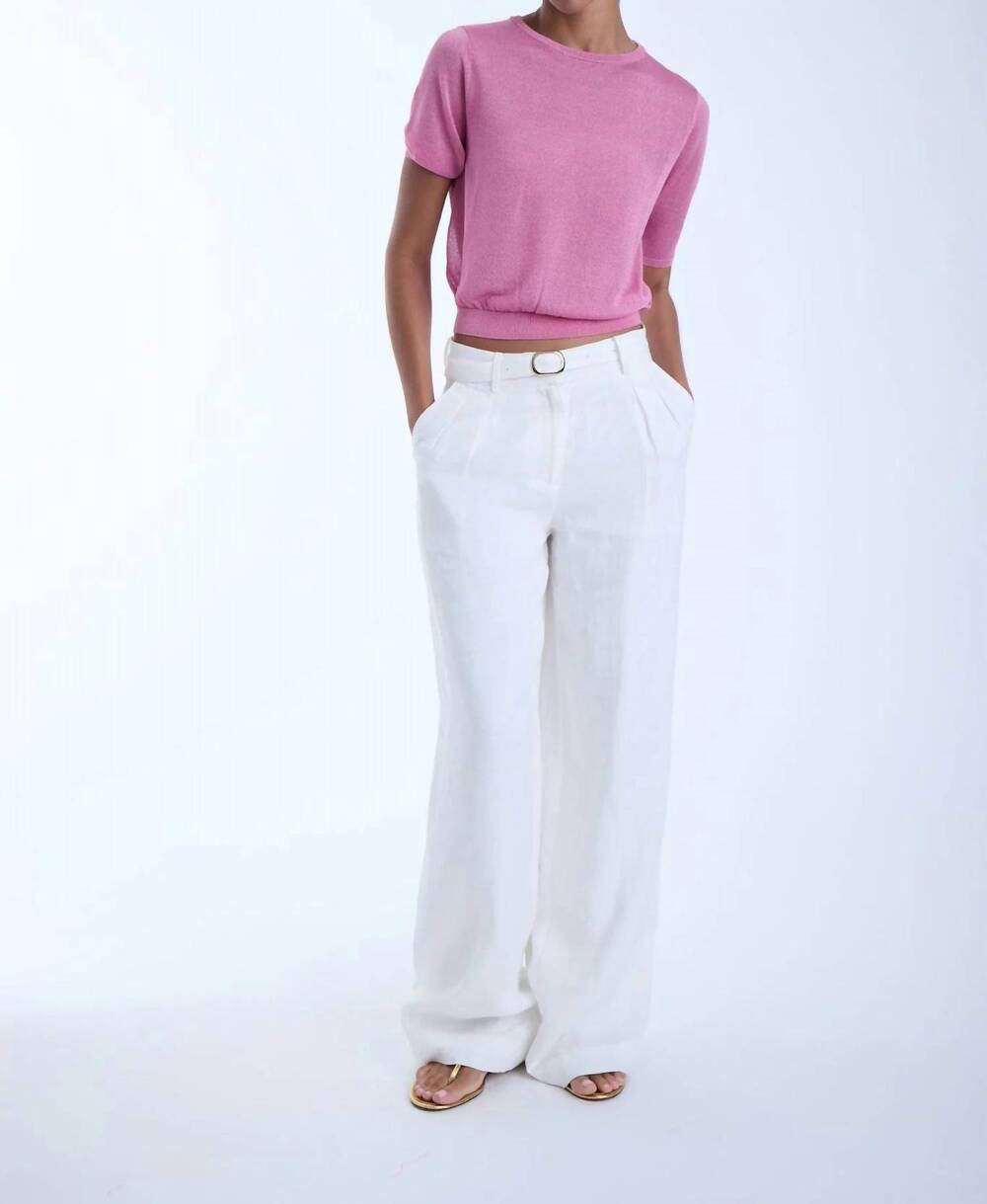 NEW KARINA GRIMALDI women's lily knit metallic top in ballet pink